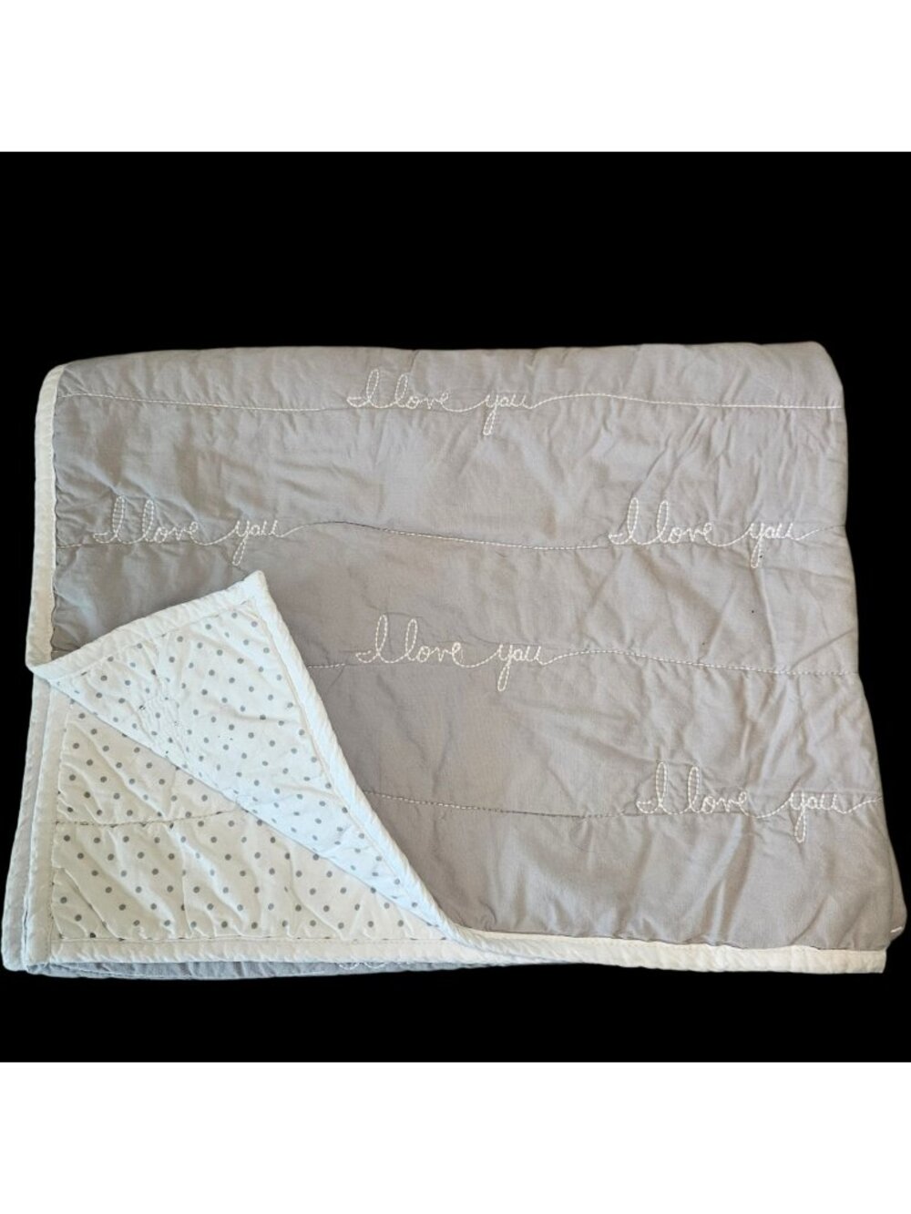 Circo Baby Blanket I Love You Gray White Quilted Polka Dot Cotton Target 2015